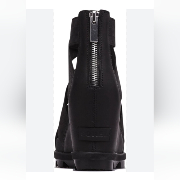 Sorel Black Joanie II Strappy Wedge Sandals Size 8 EUC - Picture 3 of 13